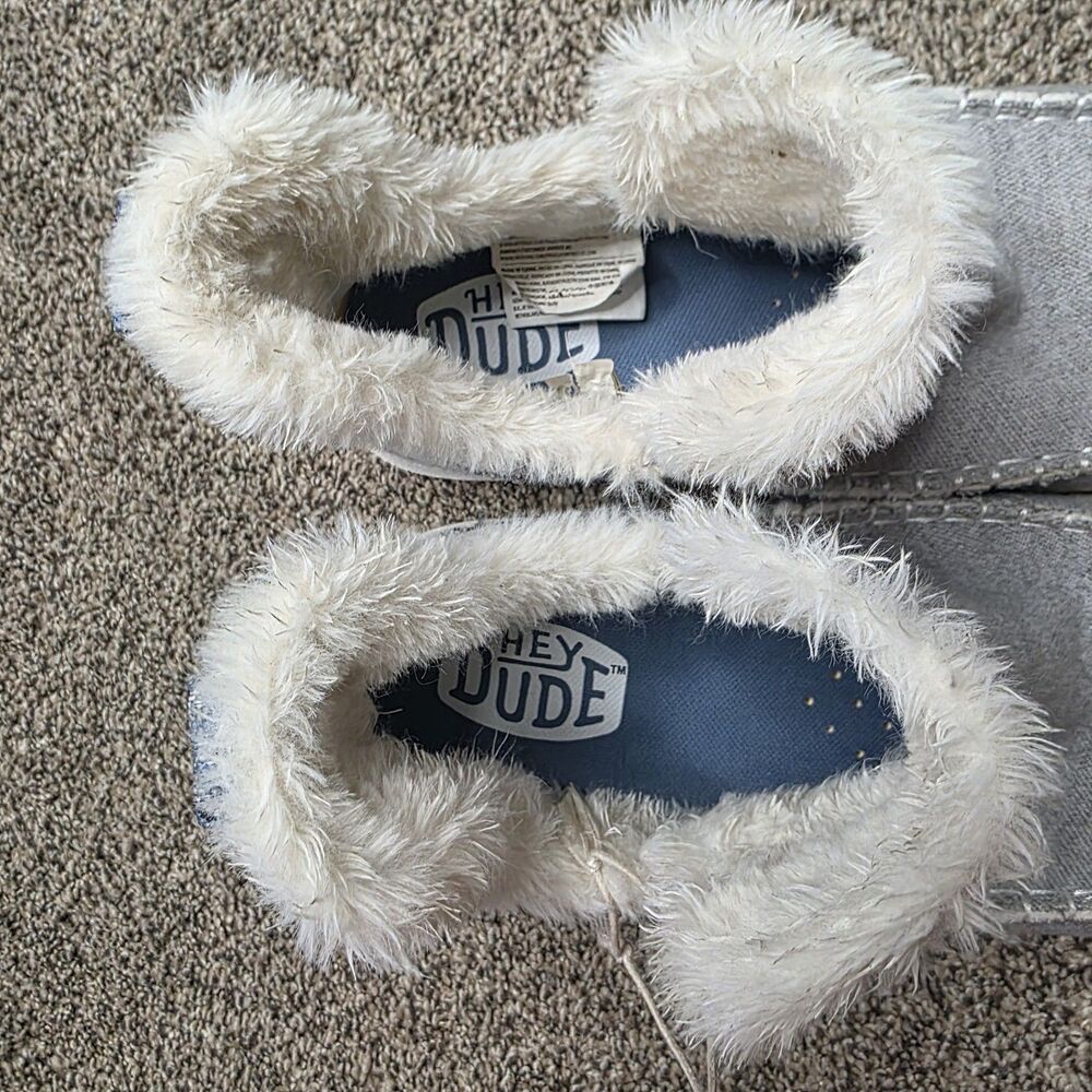 Hey Dude Camden Brushed Cozy Boots Size 9 Gray Slip Aztec Winter Blue EUC - Picture 3 of 12